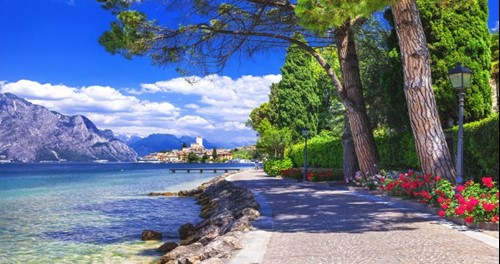 The coastline of Lake Garda in Italy