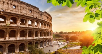 The oval architecture of Italy's Roman Colosseum